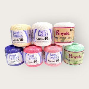 Lot of 7 Aunt Lydias Royale Classic Size 10 Crochet Thread Assorted Colors